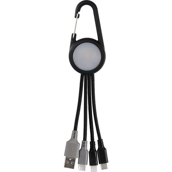 Light Up Dual Input 3-in-1 Carabiner Charging Cable
