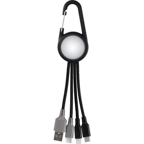 Light Up Dual Input 3-in-1 Carabiner Charging Cable