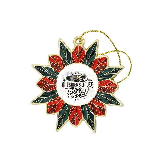 Modern Poinsettia Metal Holiday Ornament