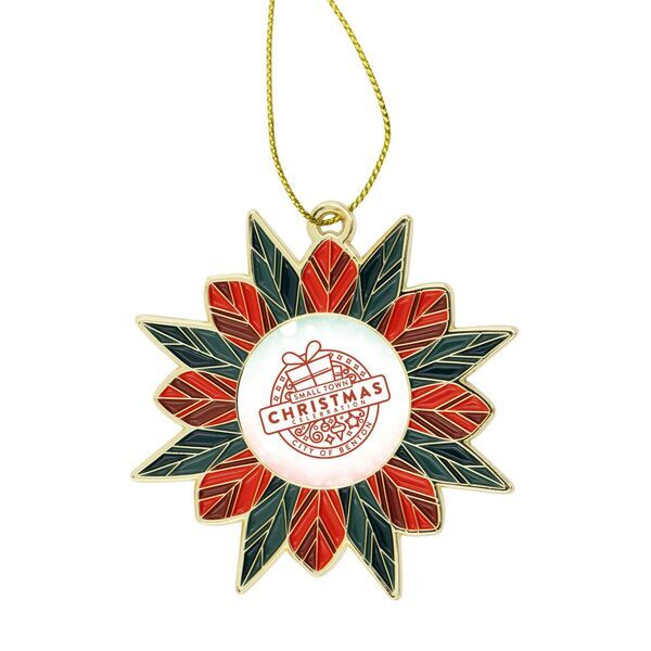 Modern Poinsettia Metal Holiday Ornament