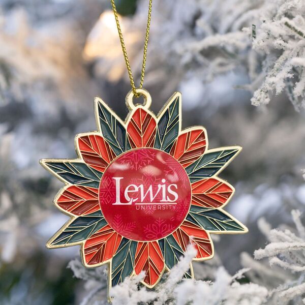Modern Poinsettia Metal Holiday Ornament