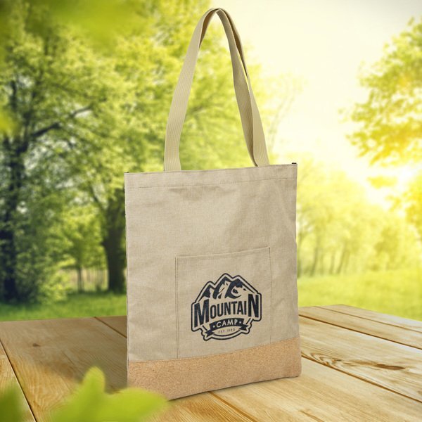 Cork Trim Poly Tote Bag