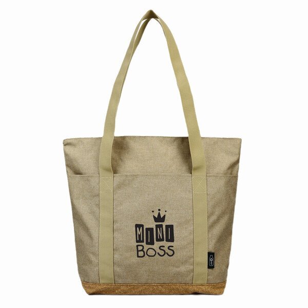 Sustainable Cork & rPET Tote w/ Zipper