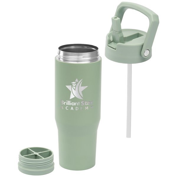 Polar Duo Double-Wall Recycled Stainless Steel Tumbler with Storage Base, Laser Engraved, 32oz.