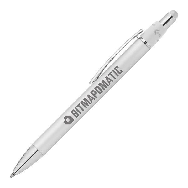 Retractable Orbit Spinner Chrome Metal Pen w/ Stylus, Laser