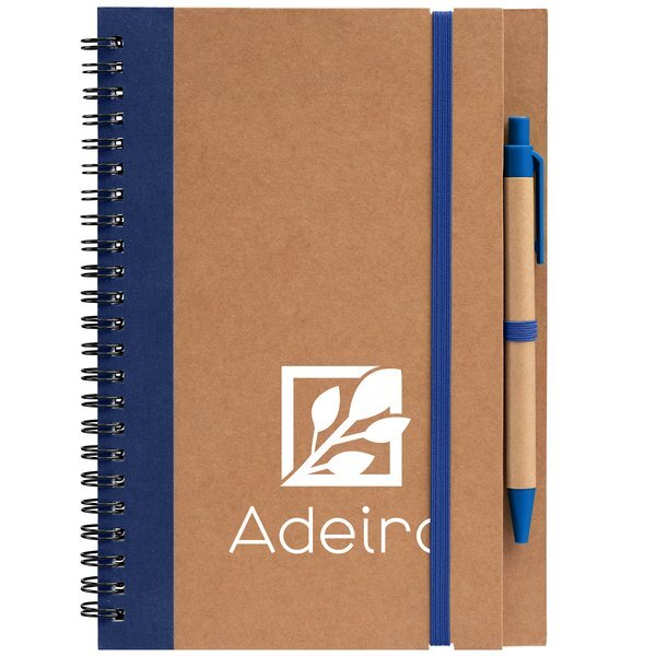 Kraft Hard Cover Spiral Notebook with Pen, 5.28" x 8.27"