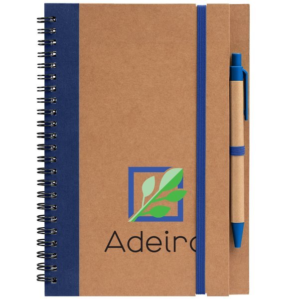 Kraft Hard Cover Spiral Notebook with Pen, Full Color