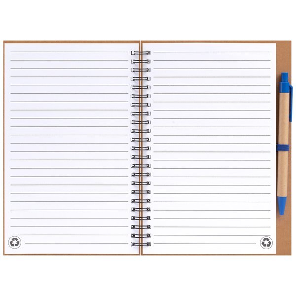 Kraft Hard Cover Spiral Notebook with Pen, Full Color
