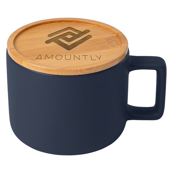 Café Virtuoso Ceramic Mug with Bamboo Lid, Laser Engraved, 12oz.