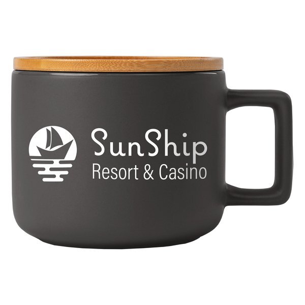Café Virtuoso Ceramic Mug with Bamboo Lid, 12oz.