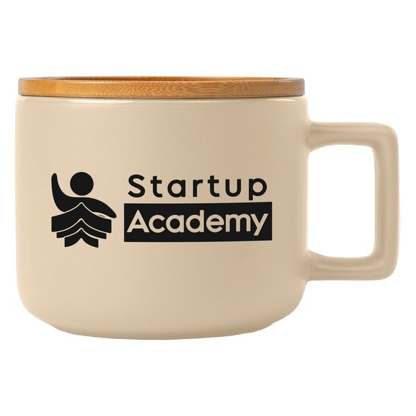 Café Virtuoso Ceramic Mug with Bamboo Lid, 12oz.