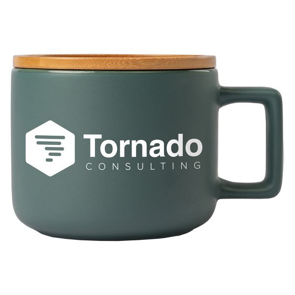 Café Virtuoso Ceramic Mug with Bamboo Lid, 12oz.