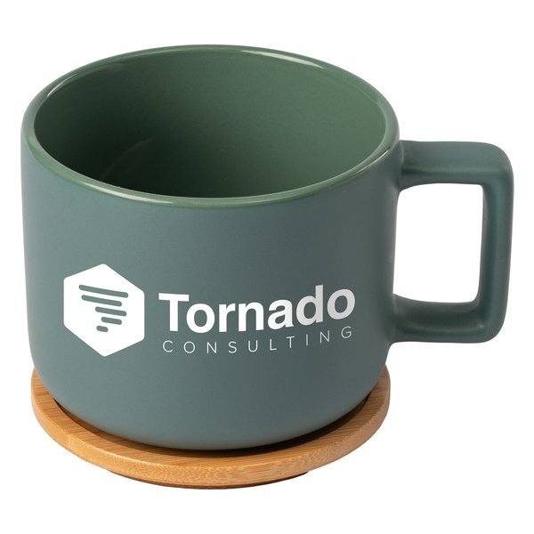 Café Virtuoso Ceramic Mug with Bamboo Lid, 12oz.