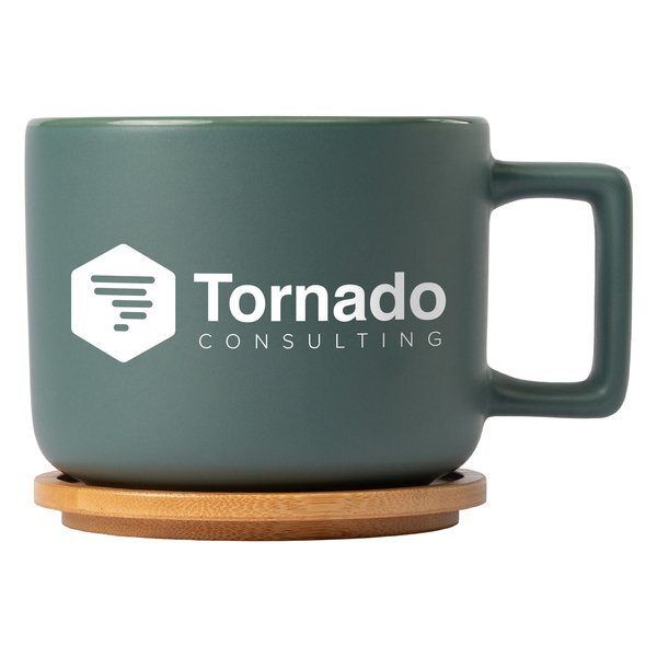 Café Virtuoso Ceramic Mug with Bamboo Lid, 12oz.