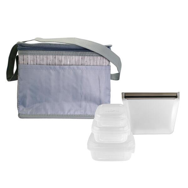 Gray Graph Portion Control Reusable Lunch Set