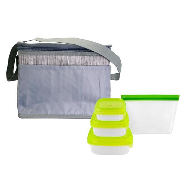 Gray Graph Portion Control Reusable Lunch Set