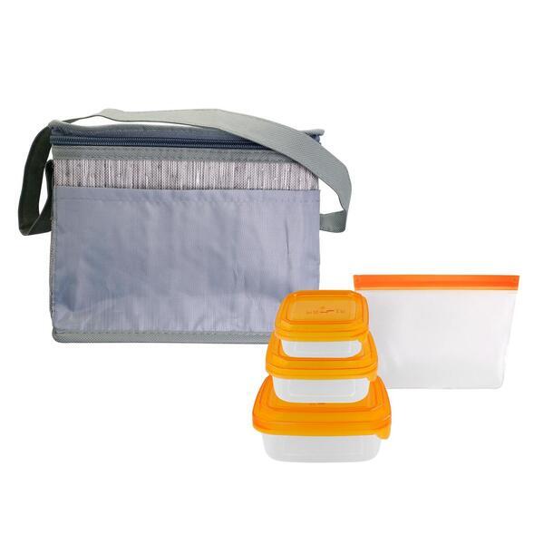 Gray Graph Portion Control Reusable Lunch Set