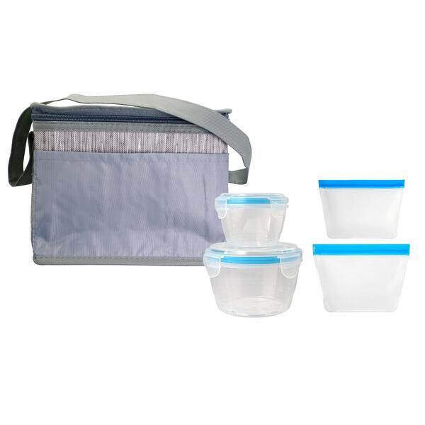 Gray Graph Nested Bagged Lunch Set