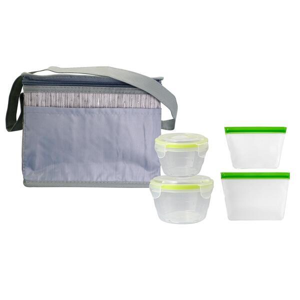 Gray Graph Nested Bagged Lunch Set