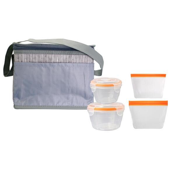 Gray Graph Nested Bagged Lunch Set