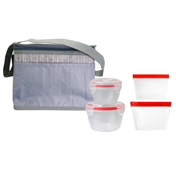 Gray Graph Nested Bagged Lunch Set