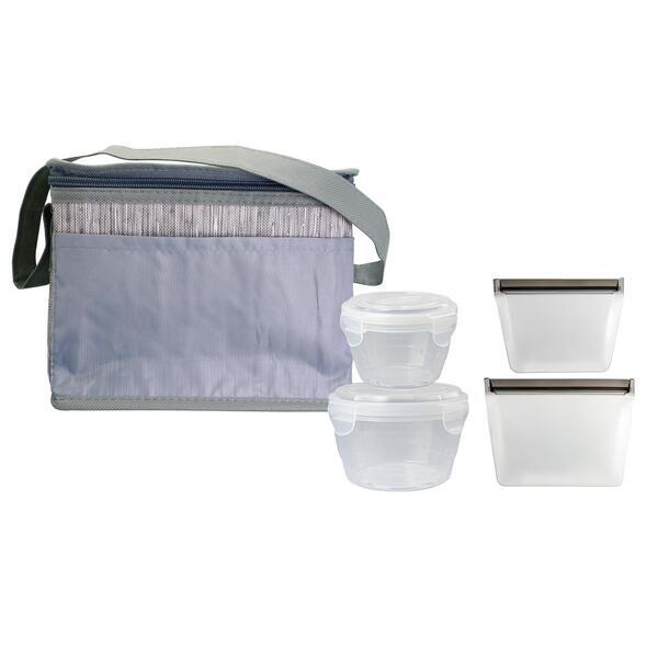 Gray Graph Nested Bagged Lunch Set