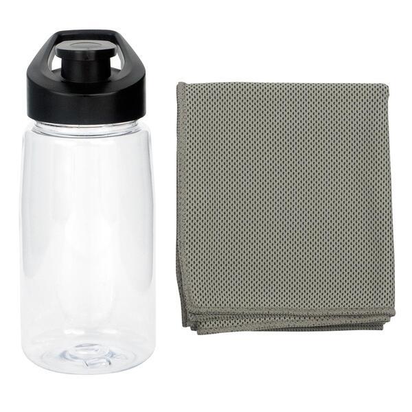 Recycled Easy Pour Fitness Bottle & Cloth Set, 18oz.