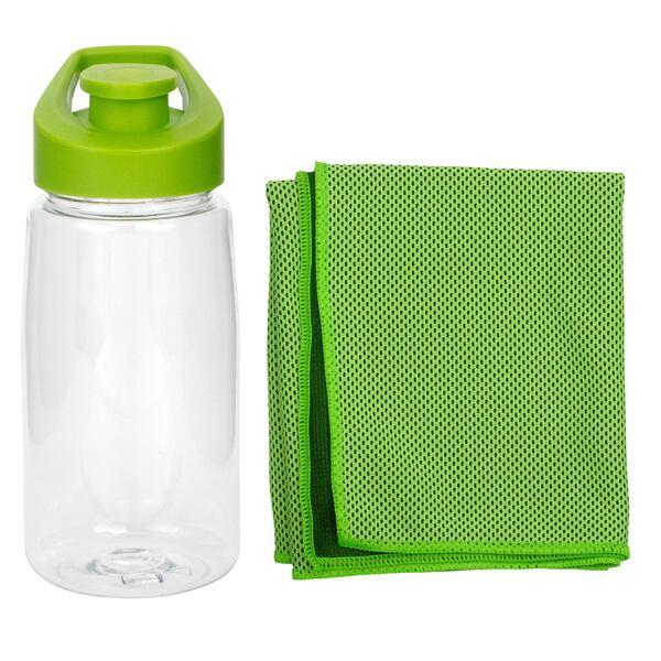 Recycled Easy Pour Fitness Bottle & Cloth Set, 18oz.