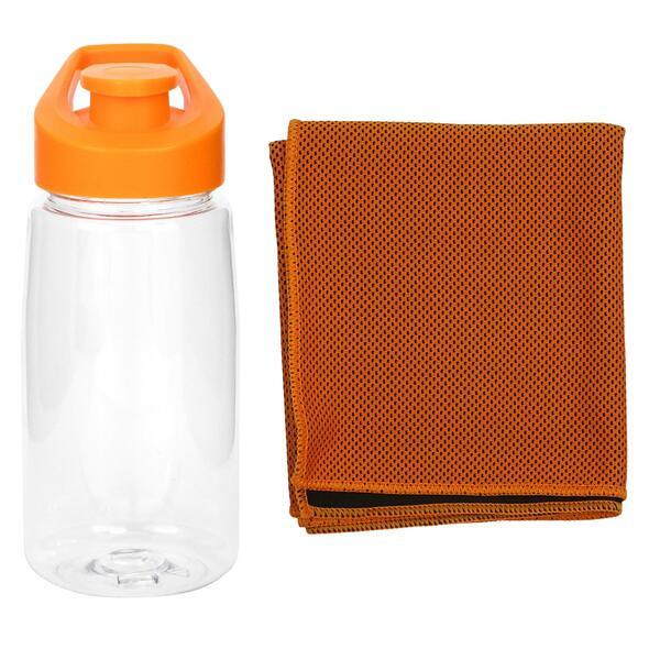 Recycled Easy Pour Fitness Bottle & Cloth Set, 18oz.