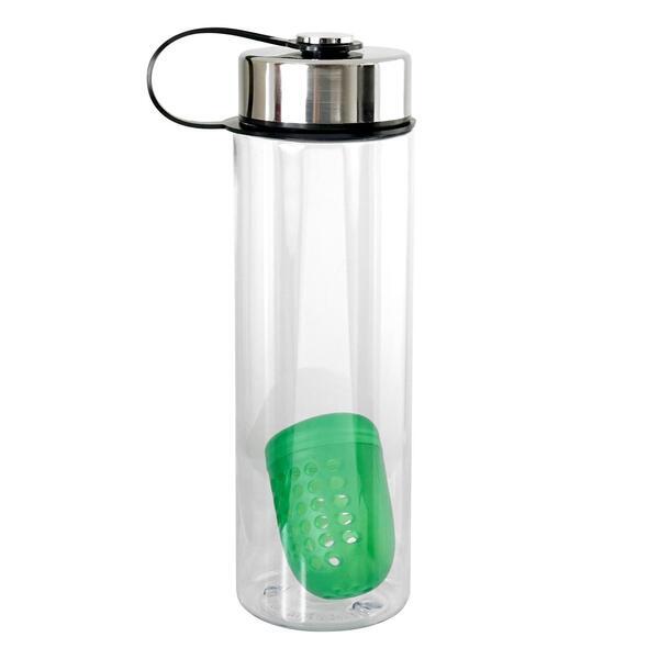 Metal Lanyard Lid Recycled Bottle w/ Floating Infuser, 24oz.