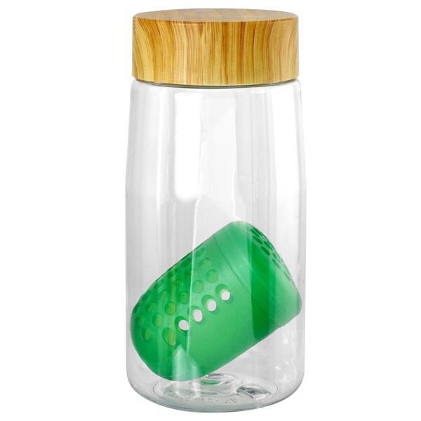 Bamboo Pattern Recycled Bottle w/ Floating Infuser, 18oz.