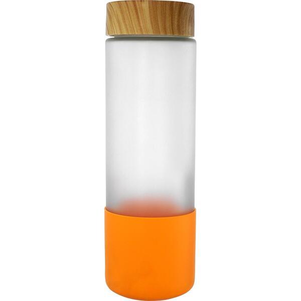 Bamboo Pattern Frosted Glass Grip Bottle, 22oz.