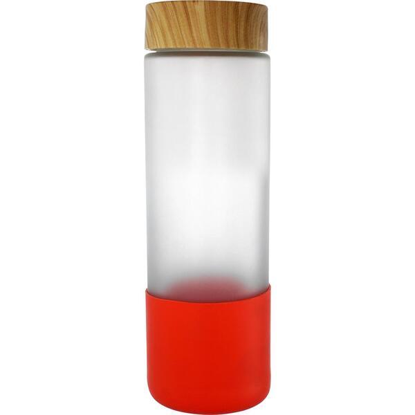 Bamboo Pattern Frosted Glass Grip Bottle, 22oz.