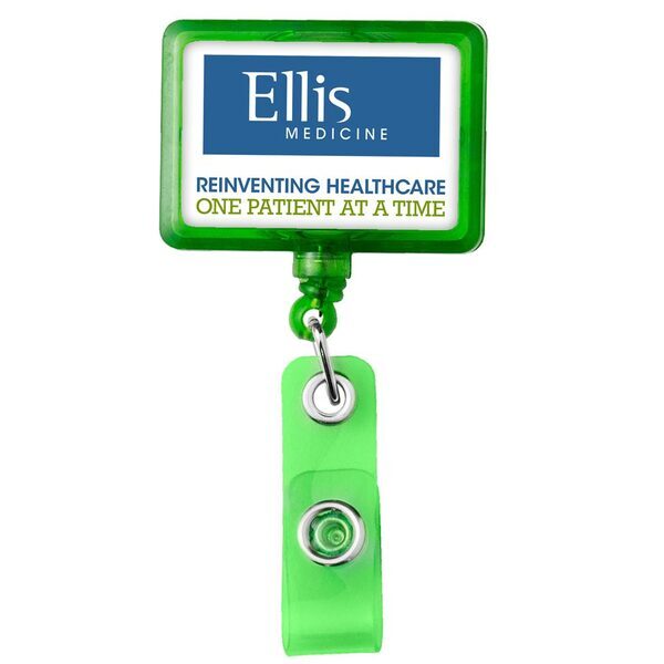 Translucent Jumbo Rectangle Badge Reel with Alligator Clip