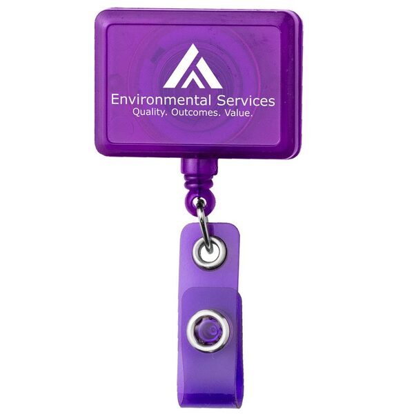 Translucent Jumbo Rectangle Badge Reel with Alligator Clip
