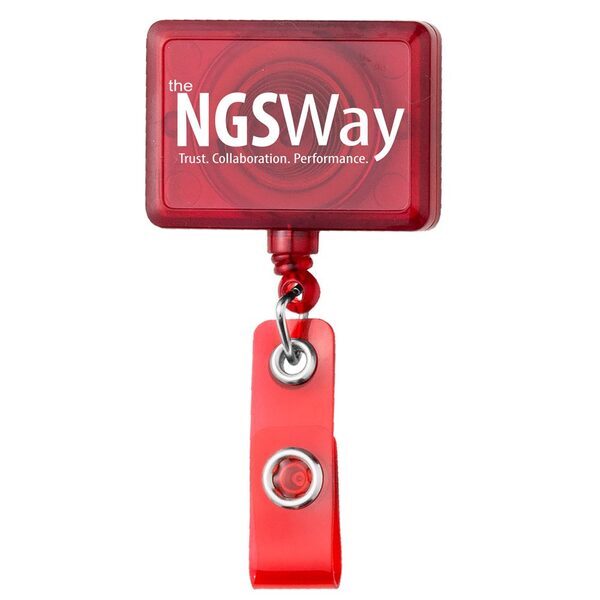 Translucent Jumbo Rectangle Badge Reel with Alligator Clip