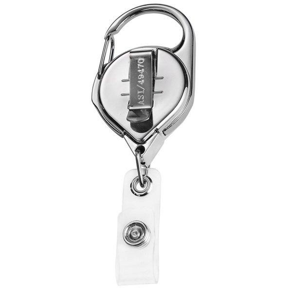 Chrome Carabiner Badge Reel with Belt Clip