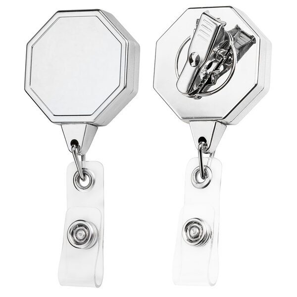 Chrome Jumbo Octagon Badge Reel