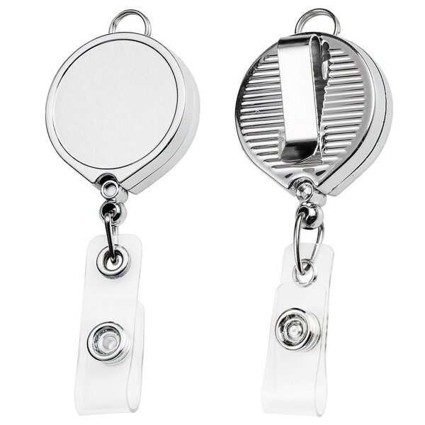Chrome Large Face Badge Reel