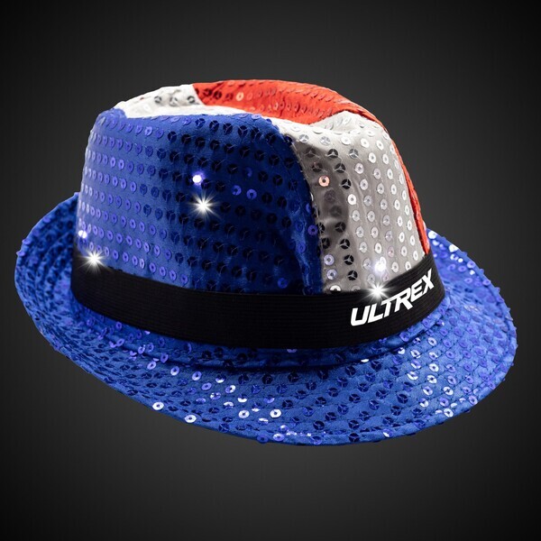 Patriotic Sequin LED Fedora Hat