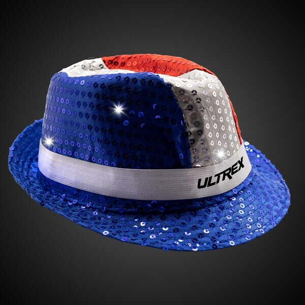 Patriotic Sequin LED Fedora Hat