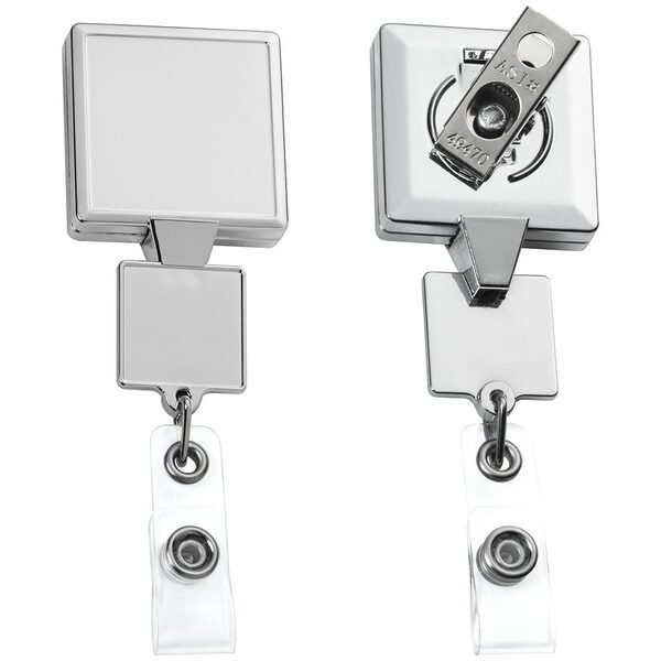 Chrome Double Up Square Badge Reel