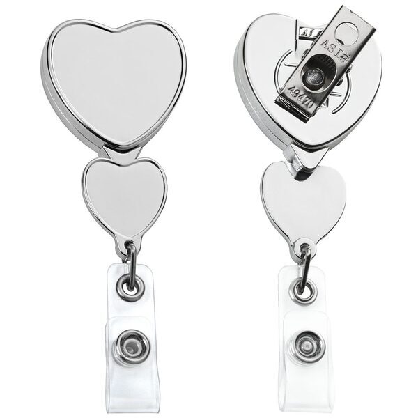 Chrome Double Up Heart Badge Reel