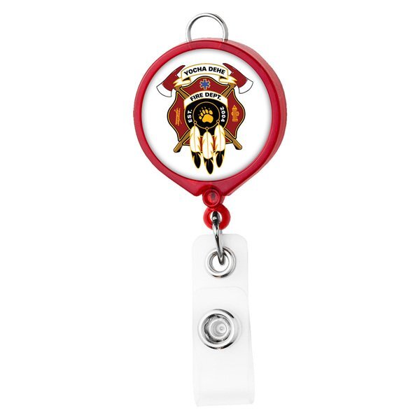 Translucent Large Face Badge Reel with Lanyard Attachment