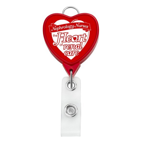 Jumbo Heart Badge Reel with Lanyard Attachment