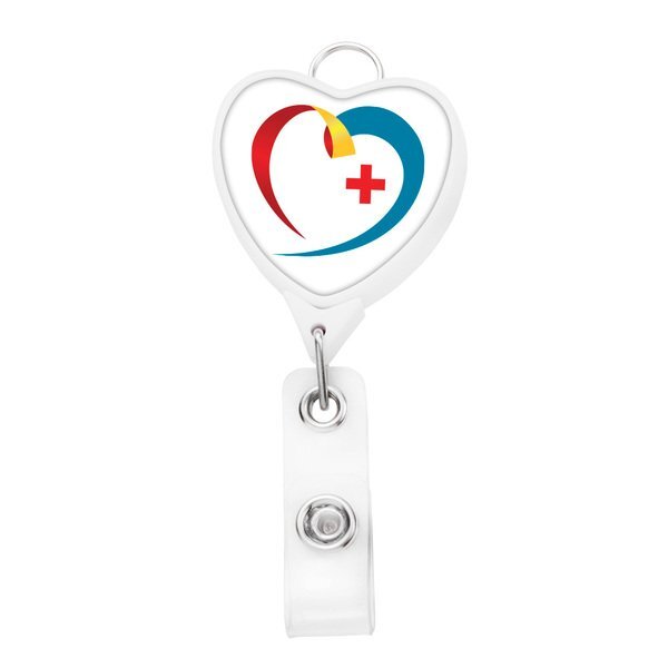 Jumbo Heart Badge Reel with Lanyard Attachment
