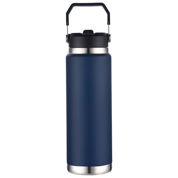 Senago Vacuum Insulated Stainless Steel Bottle w/ Built-In Straw, 30oz.