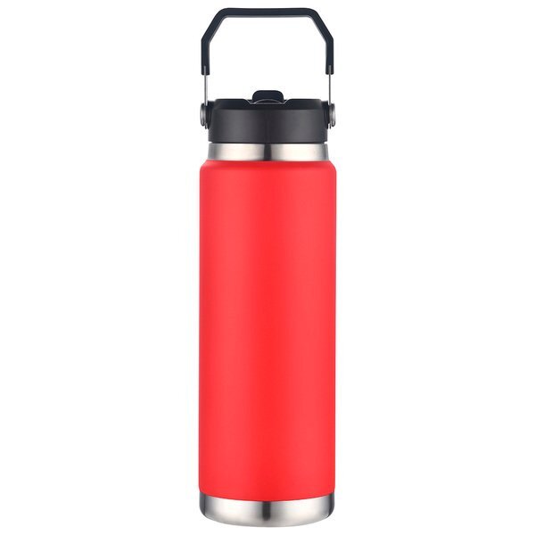 Senago Vacuum Insulated Stainless Steel Bottle w/ Built-In Straw, 30oz.