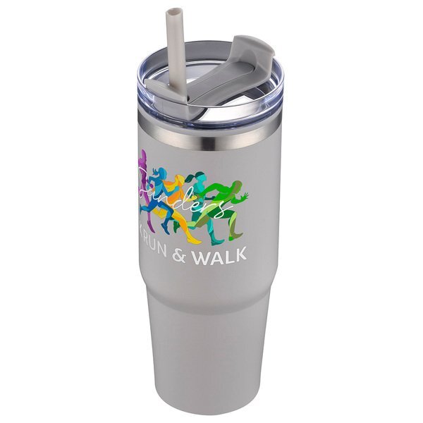 Monza Stainless Steel & Polypropylene Tumbler w/ Straw, 30oz.