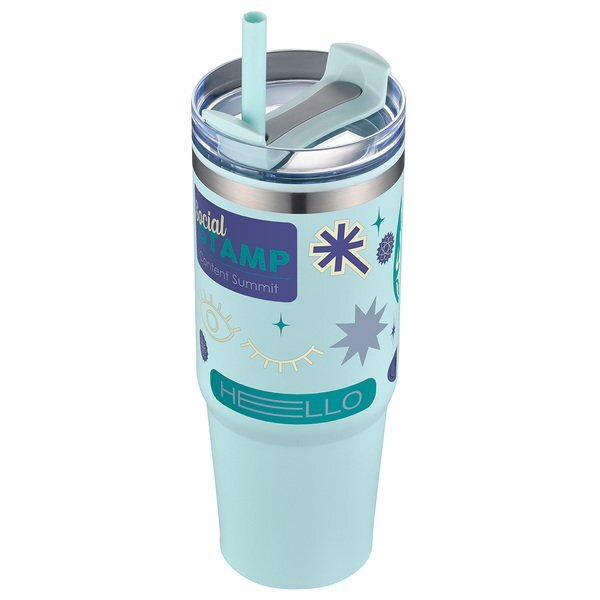 Monza Stainless Steel & Polypropylene Tumbler w/ Straw, 30oz.